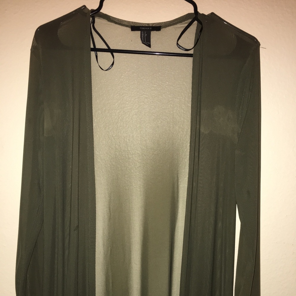 Green mesh cardigan